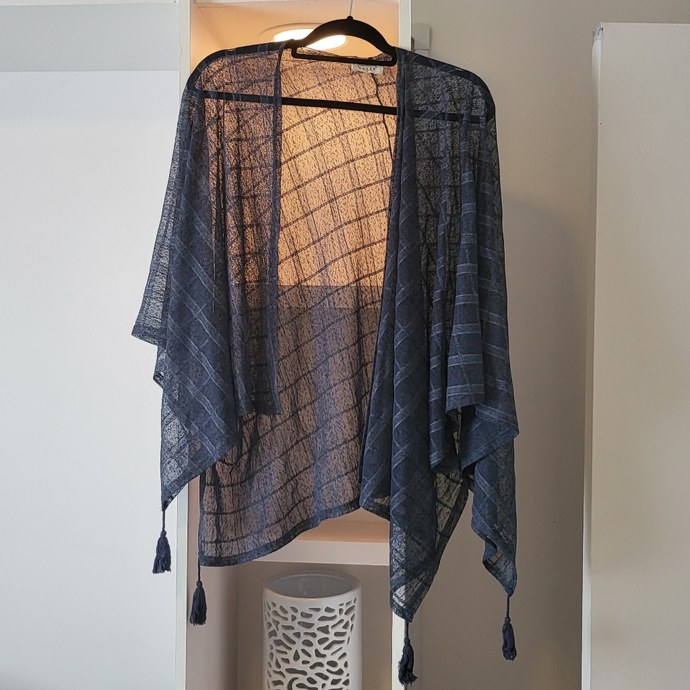 BOGO EVERYTHING $10 Bundle of 2 blue and white sheer wrap sweaters